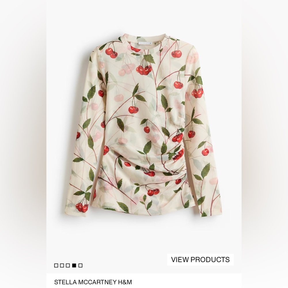 H&M x Stella McCartney Cherry Print Mesh Top Size Small NWT - Picture 4 of 4